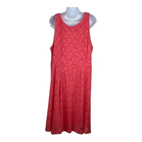 NWT‎ Lane Bryant Coral Lace Sleeveless Midi Dress Sz 22 - Picture 4 of 5